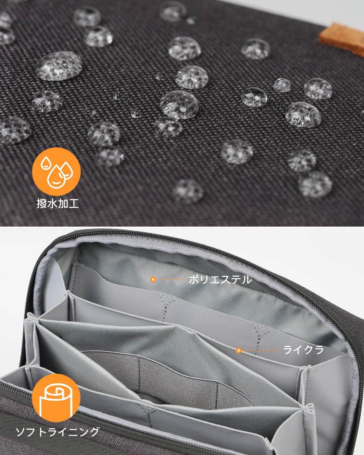 収納ポーチ 折り紙スタイル 超強収納力 旅行 出張 AB03002,black - Inateckバックパックジャパン