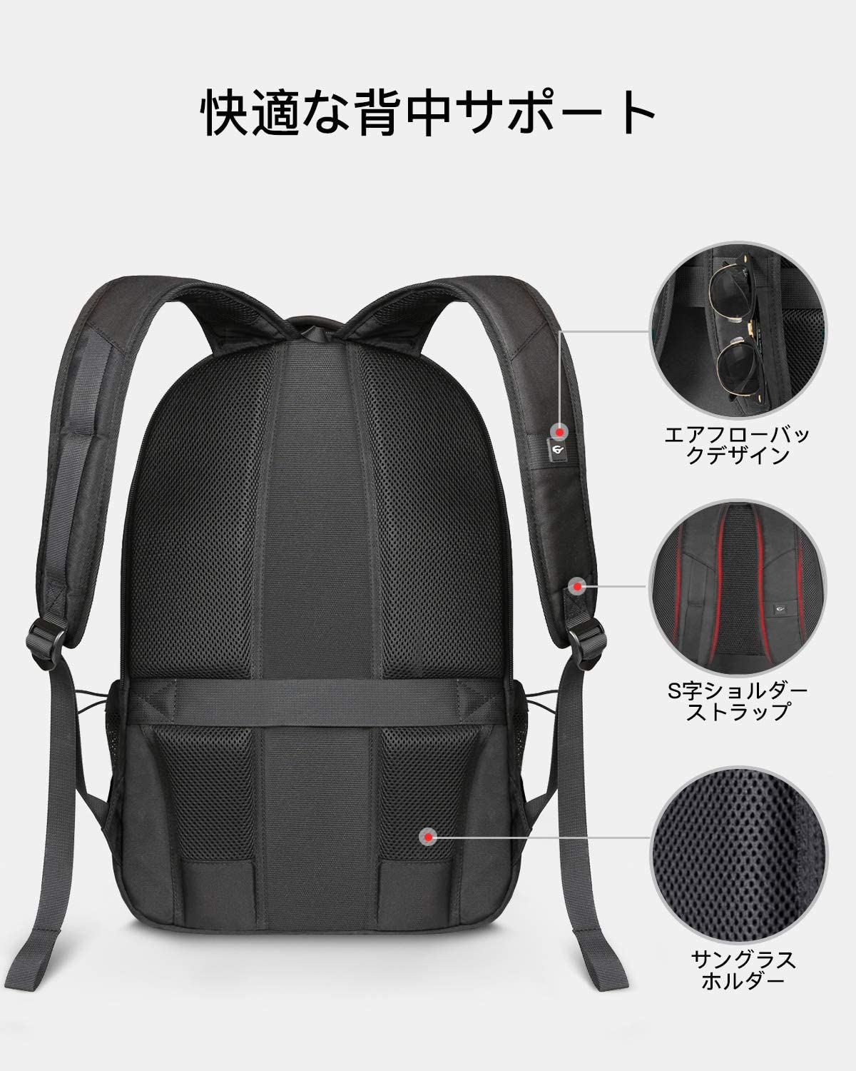 33L 15.6インチラップトップ 通勤 通学 仕事リュック BP02003,black - Inateckバックパックジャパン