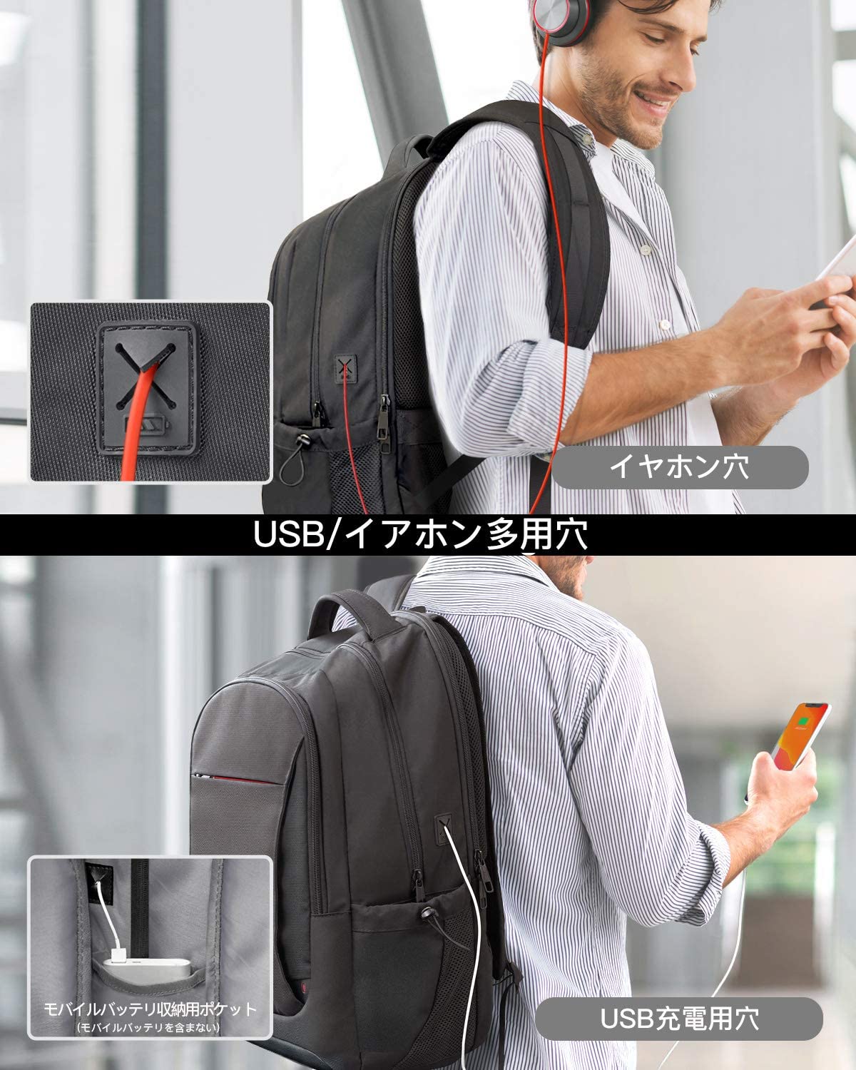 33L 15.6インチラップトップ 通勤 通学 仕事リュック BP02003,black - Inateckバックパックジャパン