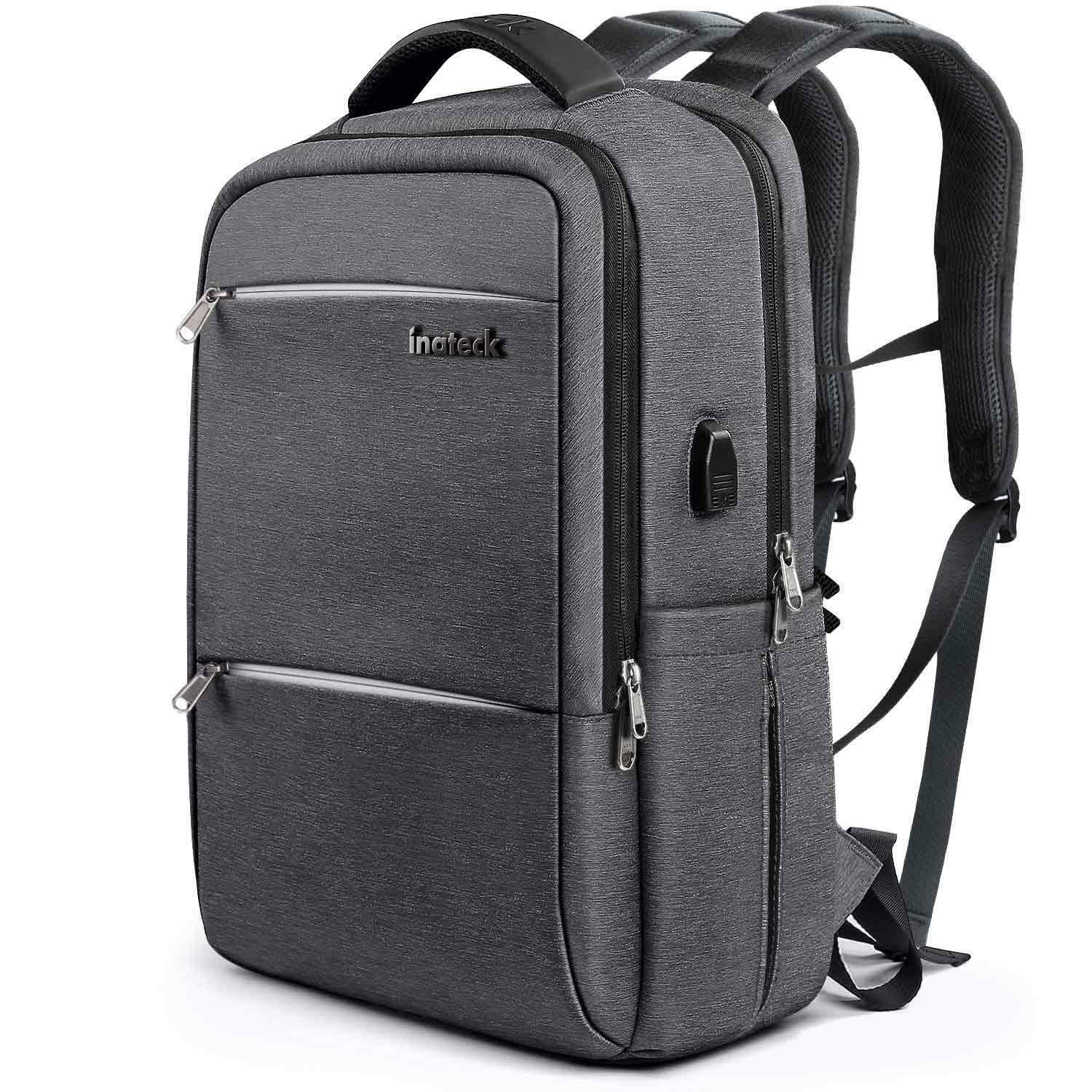 15.6インチ ラップトップバックパック USB充電ポート付き 撥水加工 CB1001,black - Inateckバックパックジャパン