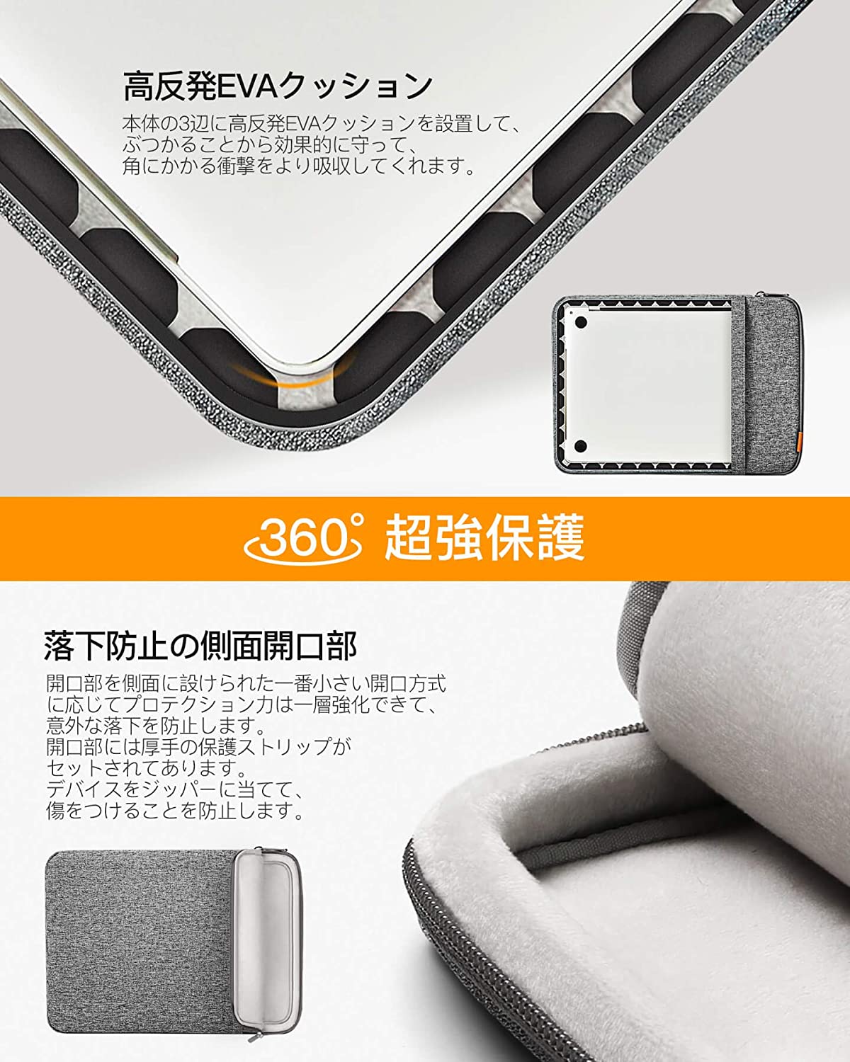 12.4~13インチ MacBook Air/ Pro M1,Surface Pro X/7/6/5/4/3/ iPad Pro , Surface Laptop Go LB01006-13S_gray - Inateckバックパックジャパン