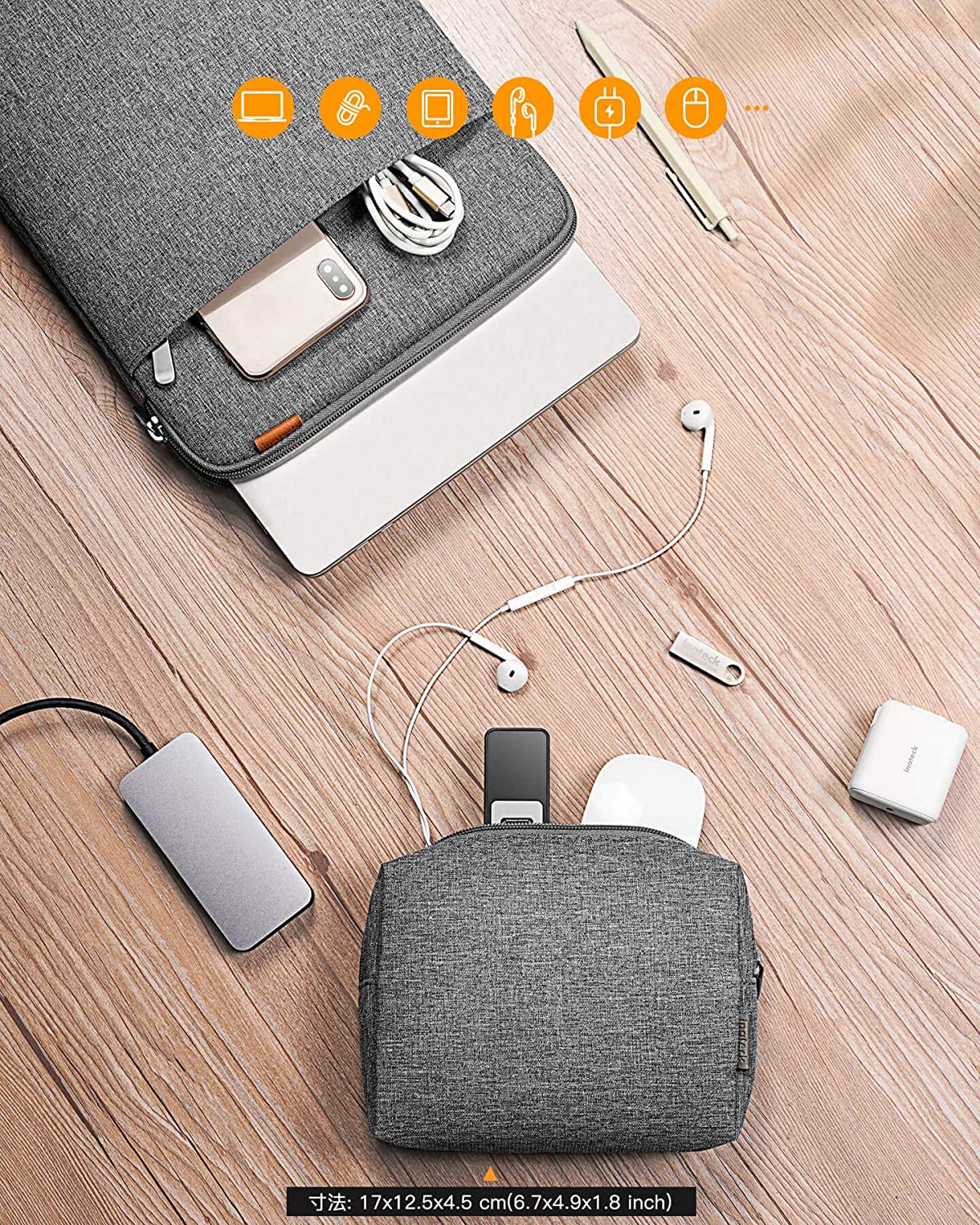 12.4~13インチ MacBook Air/ Pro M1,Surface Pro X/7/6/5/4/3/ iPad Pro , Surface Laptop Go LB01006-13S_gray - Inateckバックパックジャパン