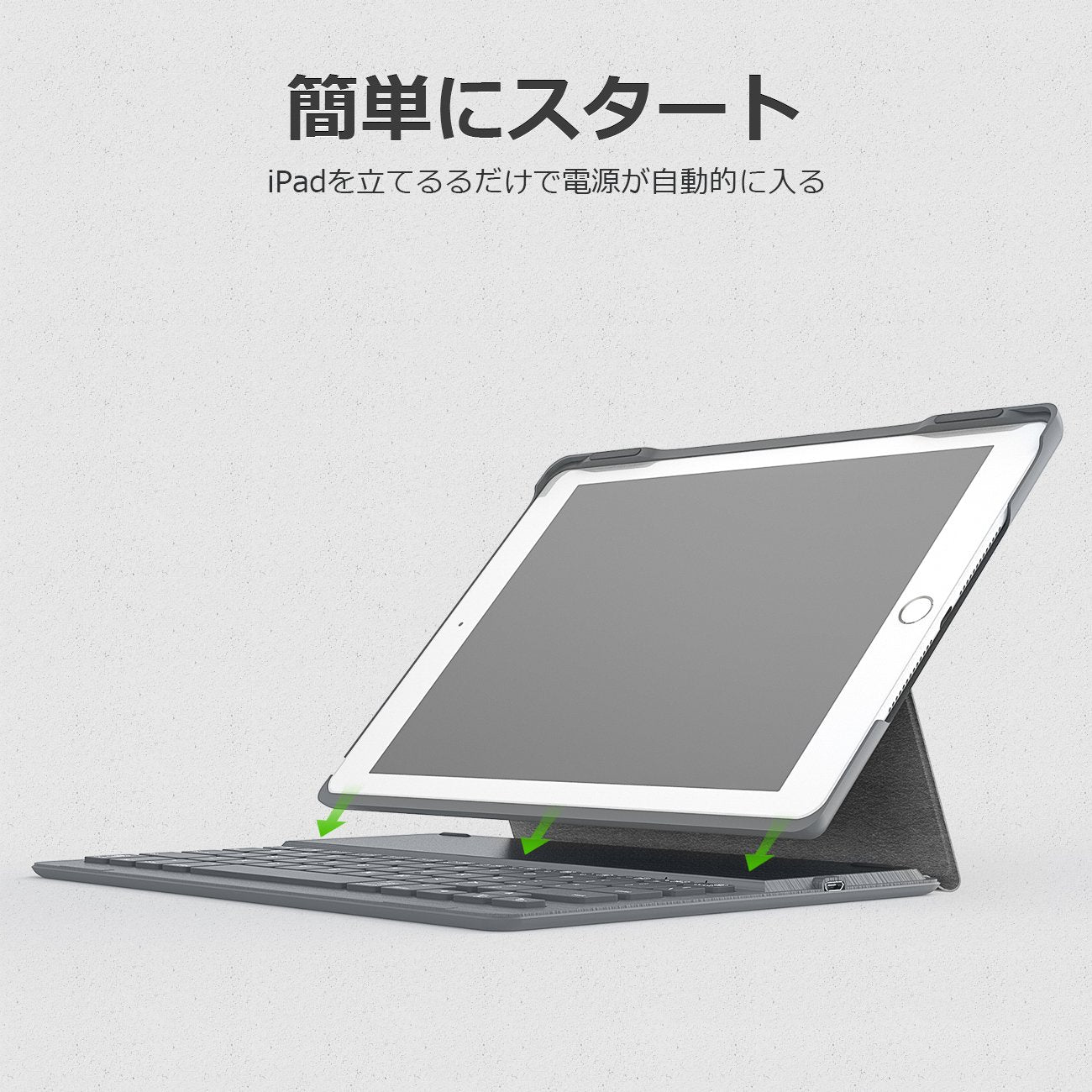 Inateck iPad 第6世代(2018)、第5世代(2017)、iPad Air 1用 キーボードカバー,ダークグレー、BK2003 - Inateckバックパックジャパン