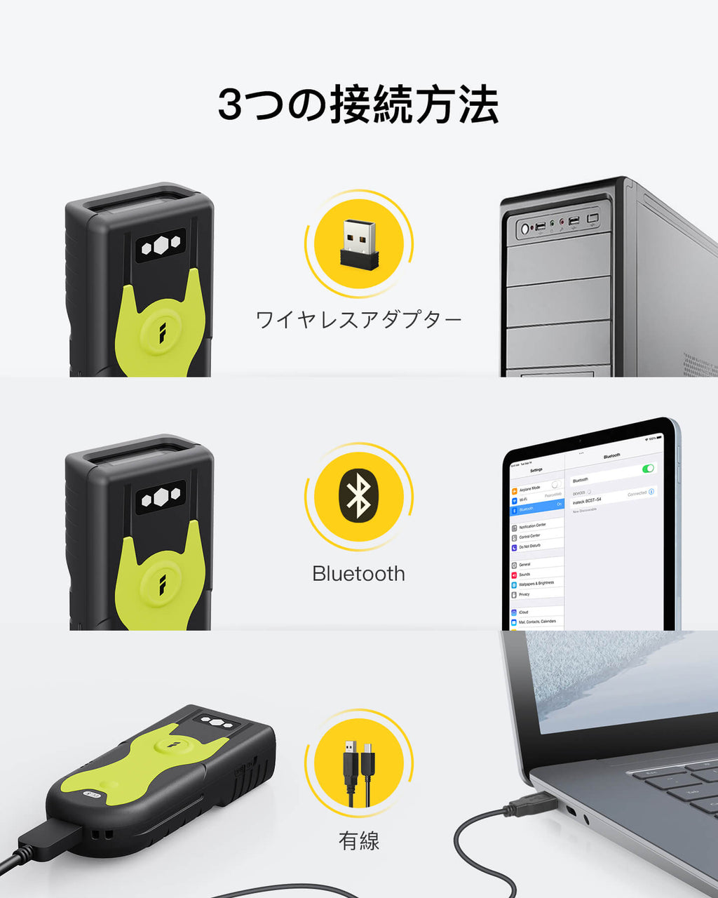 バーコードリーダー 1D 2D QR 小型リーダー バーコードスキャナー Bluetooth 無線アダプター 有線接続 BCST-42 - Inateckバックパックジャパン