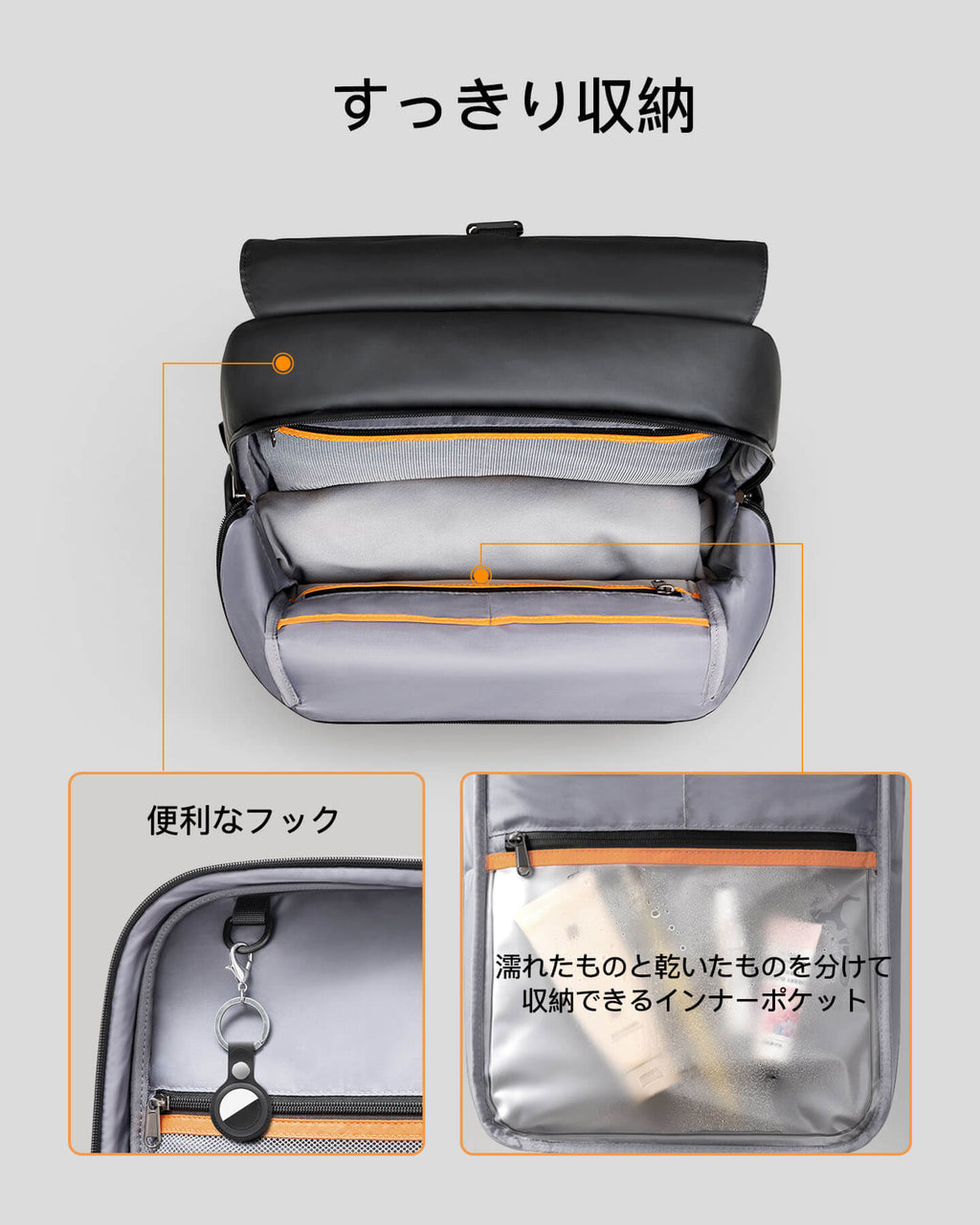 BP01006 リュック バックパック 22.8L 拡張機能 男女兼用 バスケットボール収納 ボールバッグ サッカーボール 15-16インチPC 通学 収納 旅行 出張 仕事用 大学生 カジュアル - Inateckバックパックジャパン