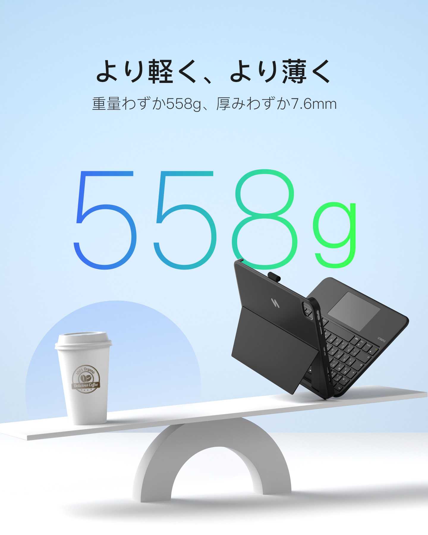 Inateck AceTouch 保護キーボードケース - iPad Air 11インチ（M4 2026/M3 2025/M2 2024）および iPad Pro 11インチ / iPad Air 第5世代・第4世代対応、着脱式キーボード、MacBook級感圧ガラストラックパッド搭載、ペンシルホルダー付き、KB403X-11A_グラファイト（N0056）