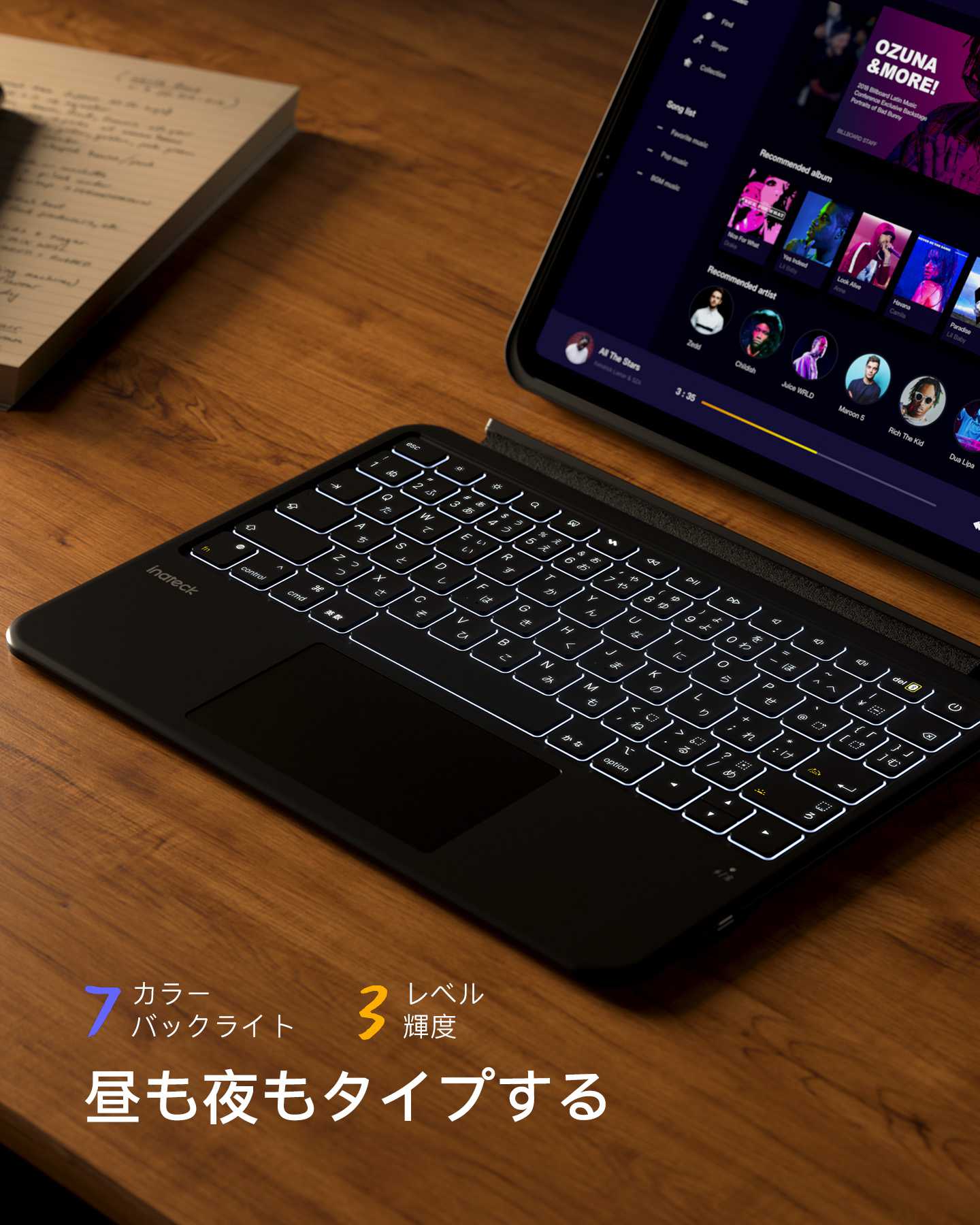Inateck AceTouch 保護キーボードケース - iPad Air 11インチ（M4 2026/M3 2025/M2 2024）および iPad Pro 11インチ / iPad Air 第5世代・第4世代対応、着脱式キーボード、MacBook級感圧ガラストラックパッド搭載、ペンシルホルダー付き、KB403X-11A_グラファイト（N0056）