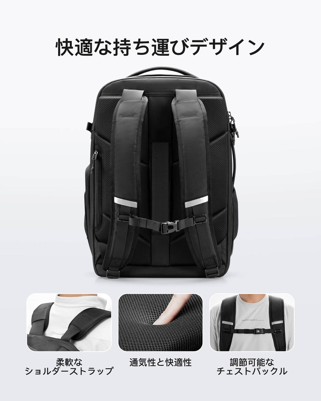 BP03008 38L 大容量 トラベル バックパック リュック サック 機内持ち込み手荷物 TSAフレンドリー ビジネス 17インチラップトップ対応 旅行 アウトドア ビジネス 出張用 独立した靴収納室あり 男女兼用 防災 非常用持ち出し袋 - Inateckバックパックジャパン