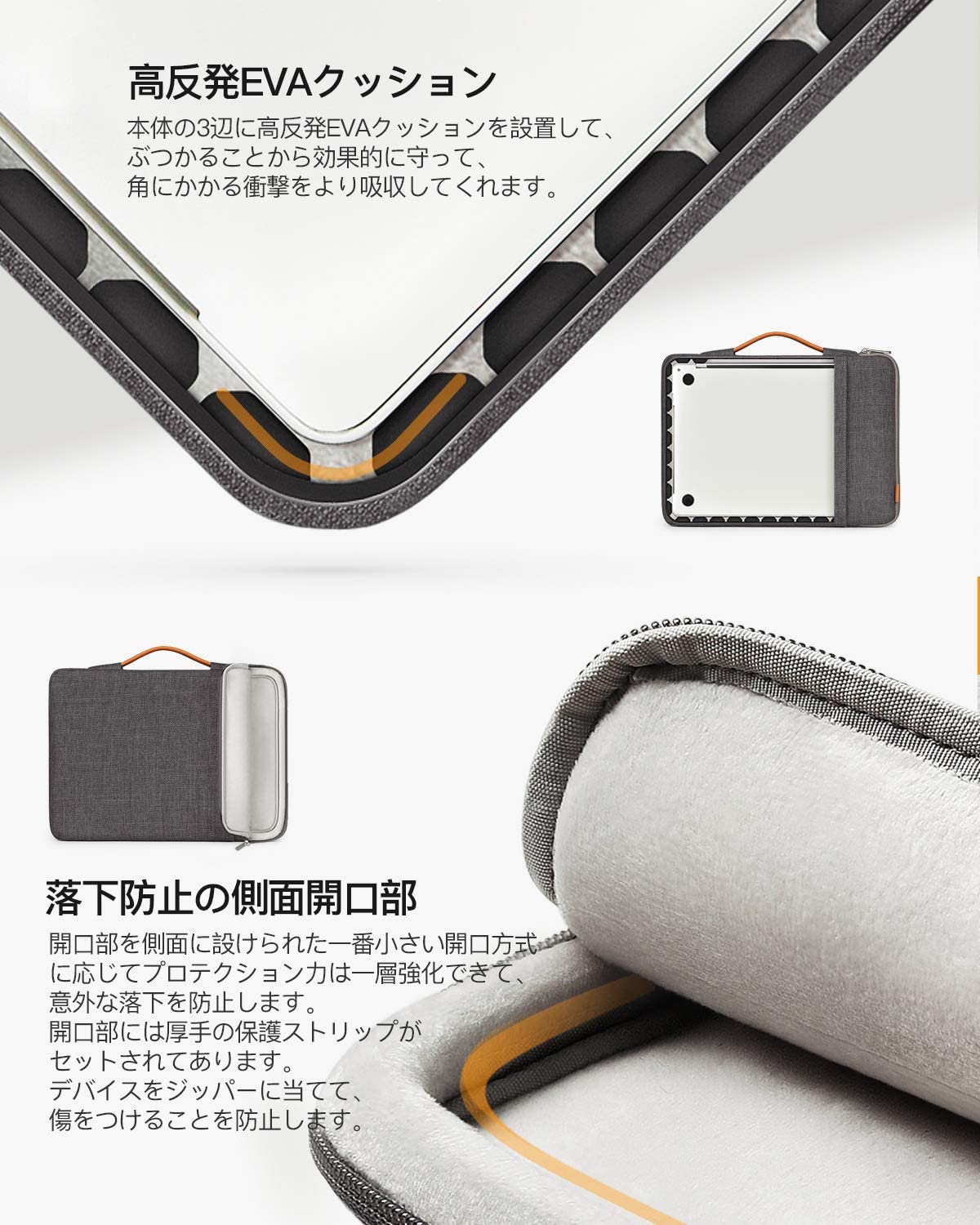 13-13.5インチ MacBook Air/Pro Surface Pro X/7/6/5/4 /3/ 12.4インチSurface Laptop Go ラップトップ スリーブケース LB02006-dark gray - Inateckバックパックジャパン