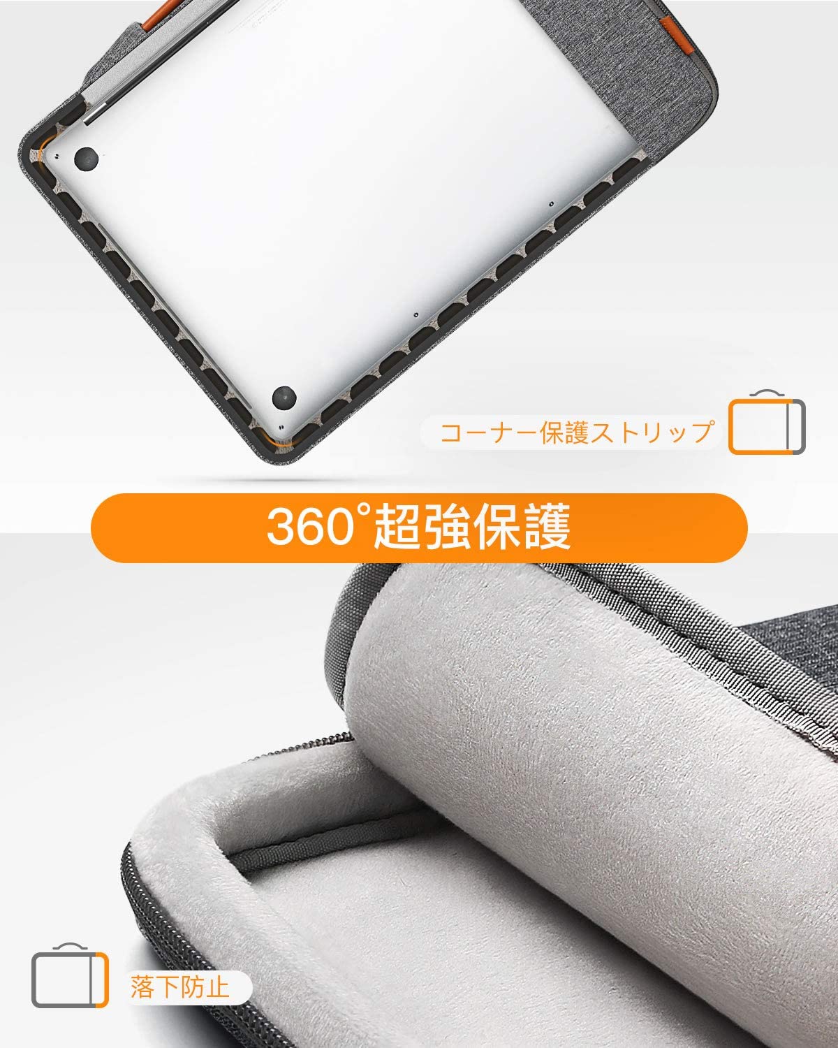 13-13.3インチ MacBook Air/ Pro、Surface Pro X/7/6/5/4 /3、Surface Laptop/Bookキャリングケース　LB02006，gray - Inateckバックパックジャパン
