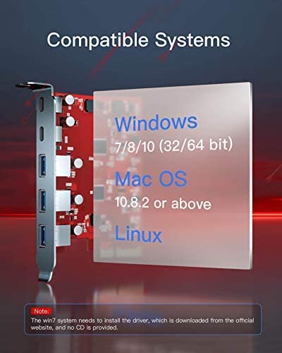 Inateck PCIe USB 3.2 Gen 2カード、帯域幅20 Gbps、3つのUSB Type-Aポートと2つのUSB Type-Cポート、KU5211_red - Inateckバックパックジャパン