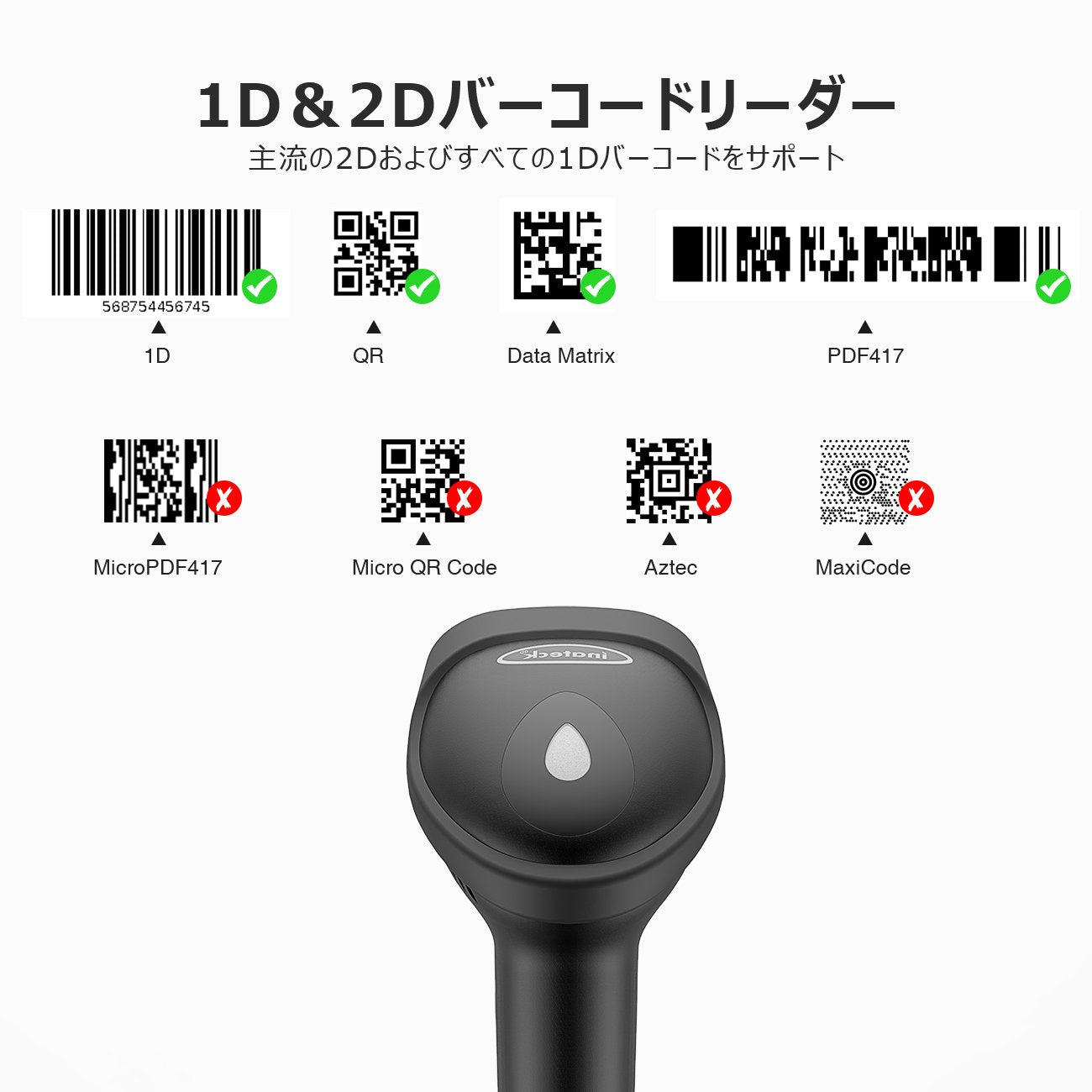 Inateck 2Dワイヤレス バーコードスキャナー,液晶読み取り対応,BCST-50 - Inateckバックパックジャパン
