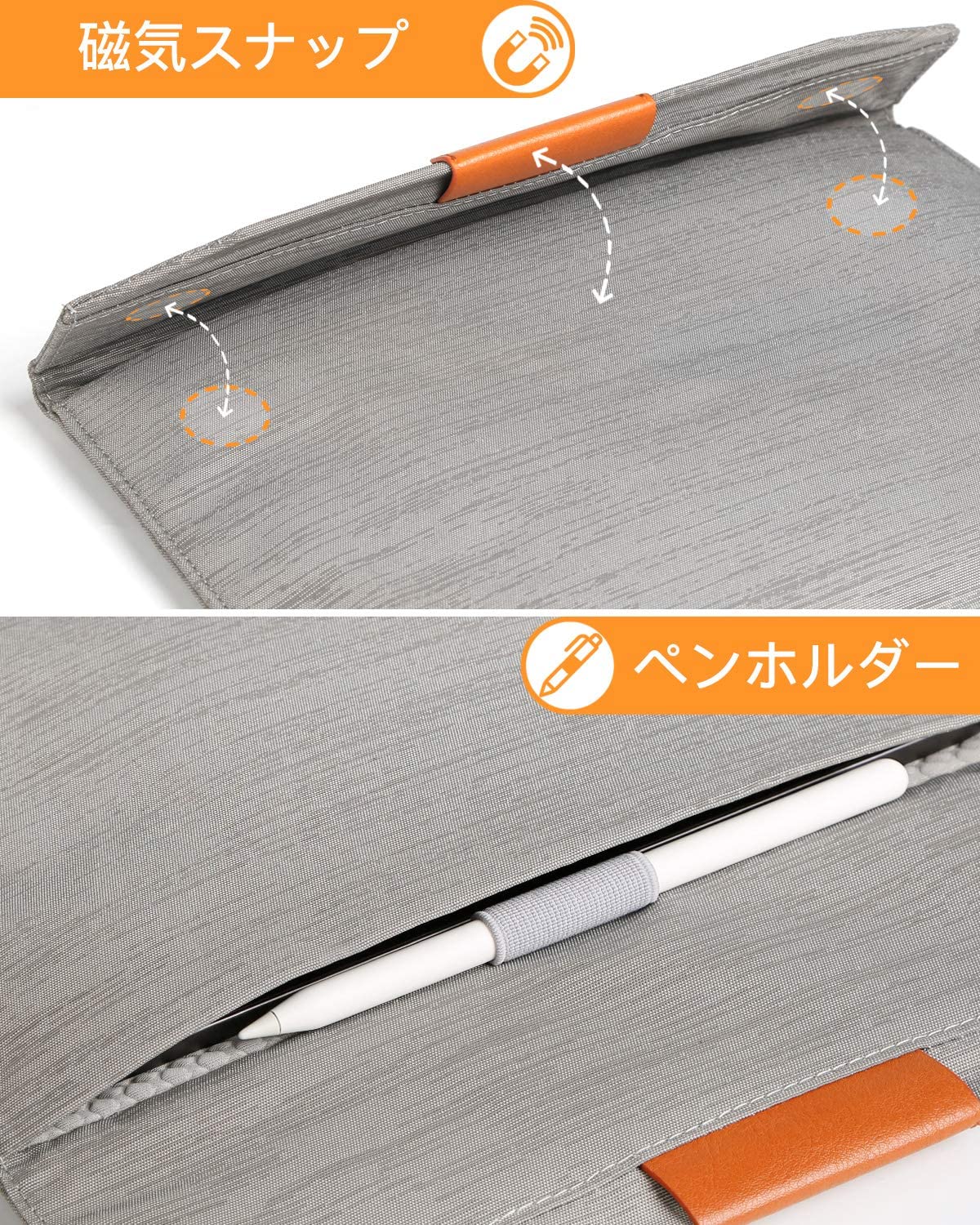 9.7-11インチ iPad Pro/Air/Surface Go/ Galaxy Tab ラップトップスリーブ AB01001，gray - Inateckバックパックジャパン