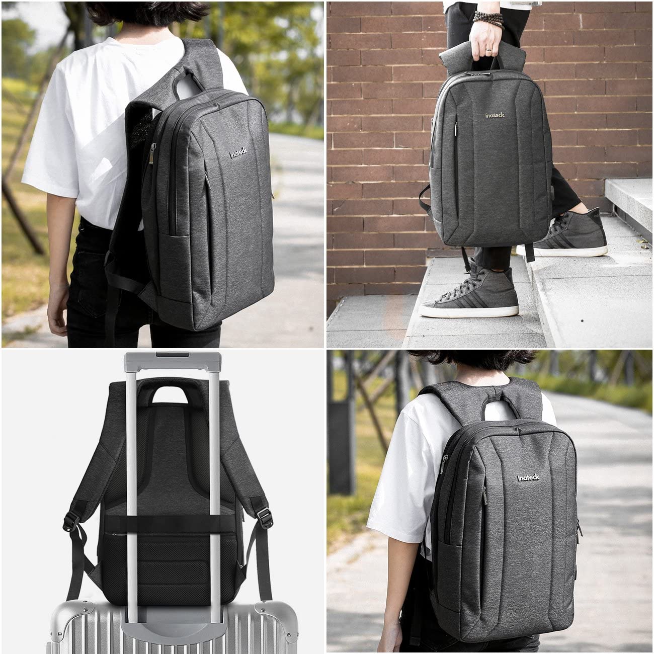 15.6インチ ラップトップバックパック耐傷付き 容量拡張可デザイン BP01001，black - Inateckバックパックジャパン
