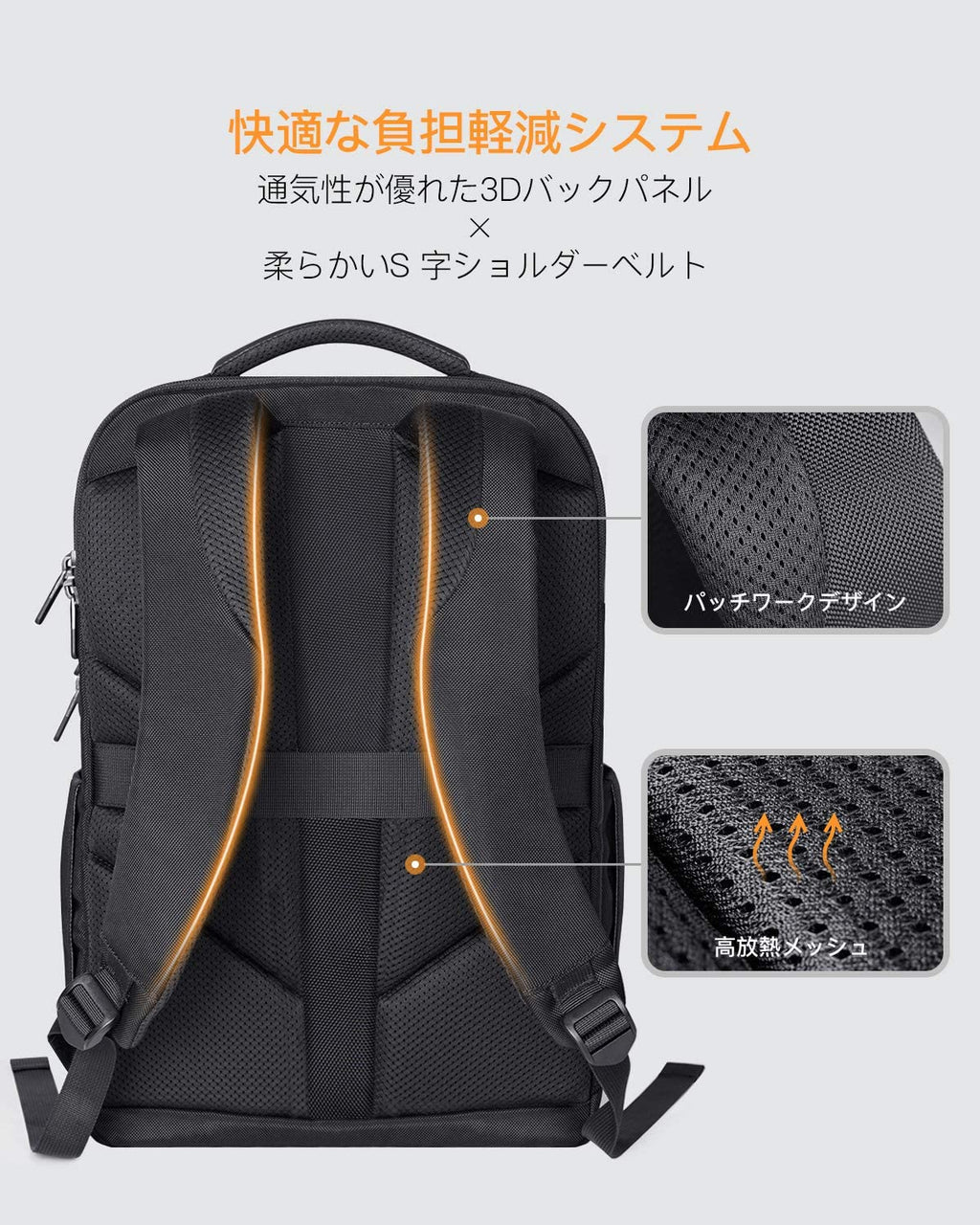 25L ビジネスリュック 15.6インチ バックパック通勤 出張 用 ラップトップ大容量 YKKジッパー 軽い贅沢 BP02004, Black - Inateckバックパックジャパン