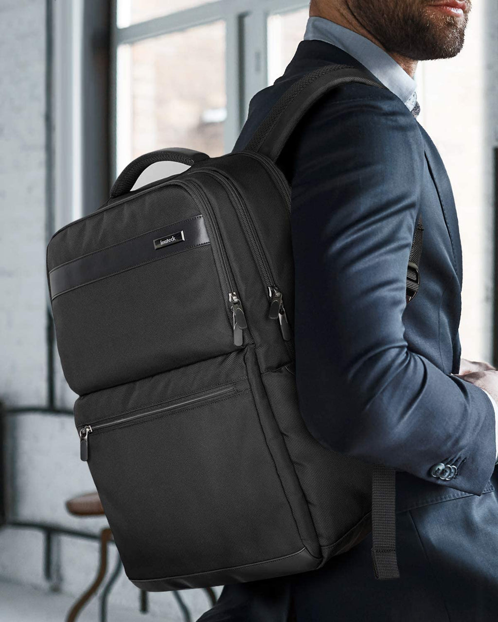 25L ビジネスリュック 15.6インチ バックパック通勤 出張 用 ラップトップ大容量 YKKジッパー 軽い贅沢 BP02004, Black - Inateckバックパックジャパン