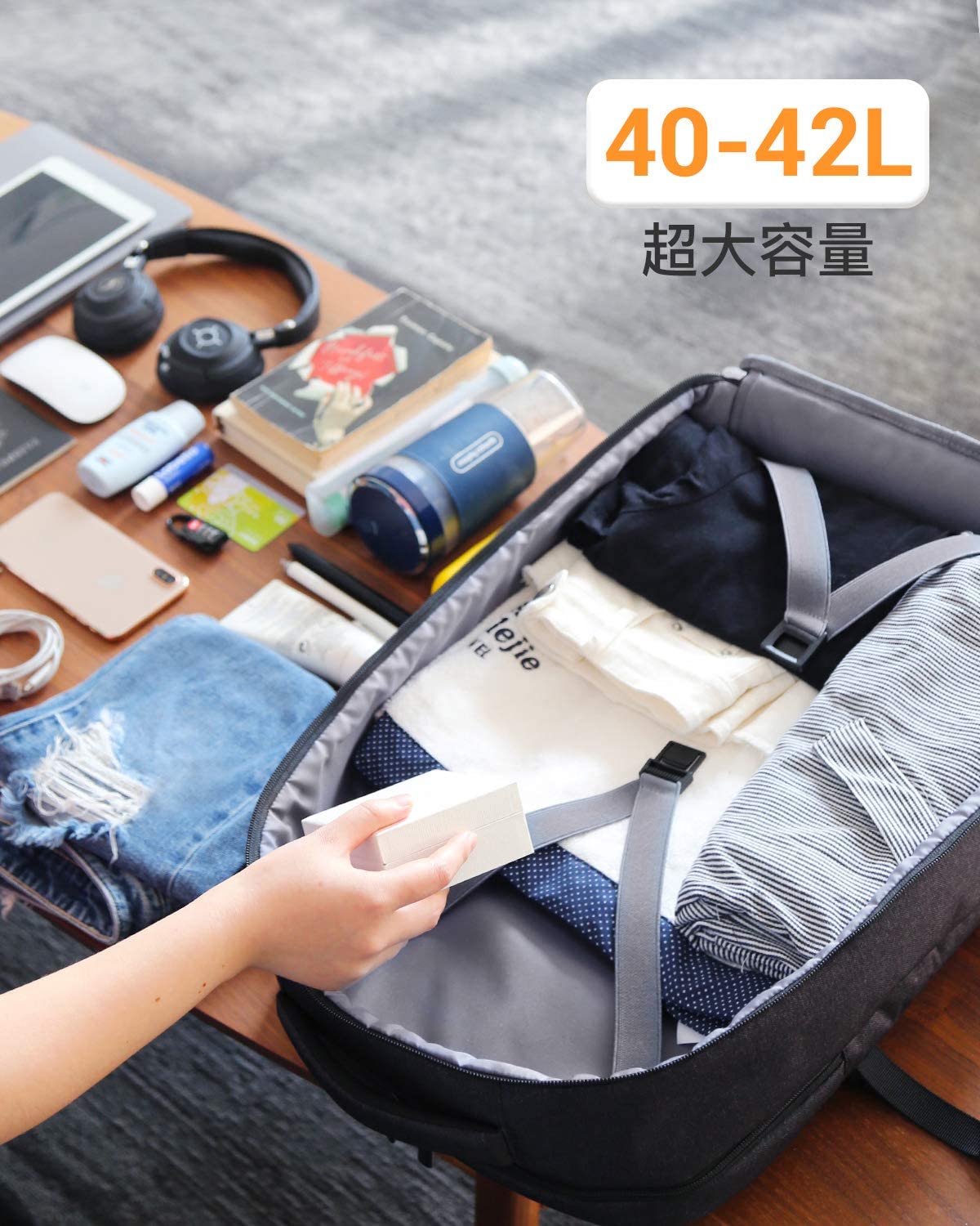 40-42L 17インチラップトップ 旅行 レジャーバックパック BP03004，black - Inateckバックパックジャパン