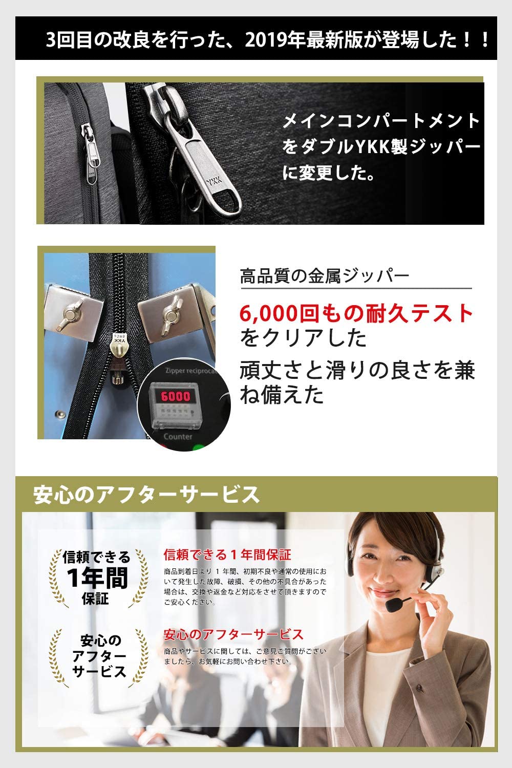 15.6インチ ラップトップバックパック USB充電ポート付き 撥水加工　CB1001，black - Inateckバックパックジャパン
