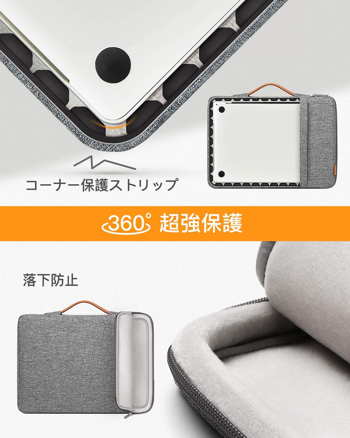 14インチ キャリングケース 360°超強保護 耐衝撃 LB02006-14，gray - Inateckバックパックジャパン