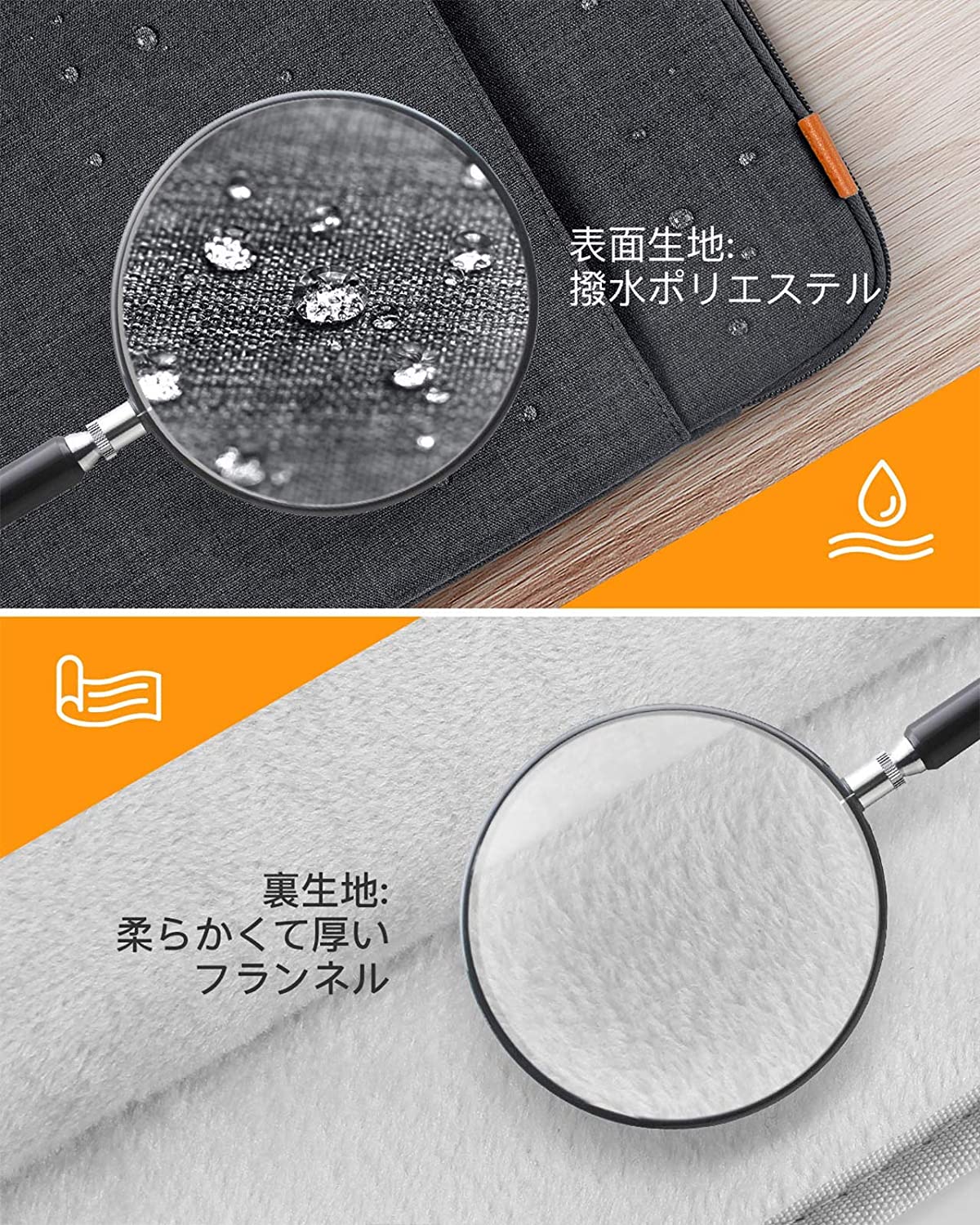 13-13.5インチ MacBook Air/Pro Surface Pro X/7/6/5/4 /3/ 12.4インチSurface Laptop Go  13.5インチSurface 360°超強保護 ラップトップ スリーブケース LB02006_black gray - Inateckバックパックジャパン