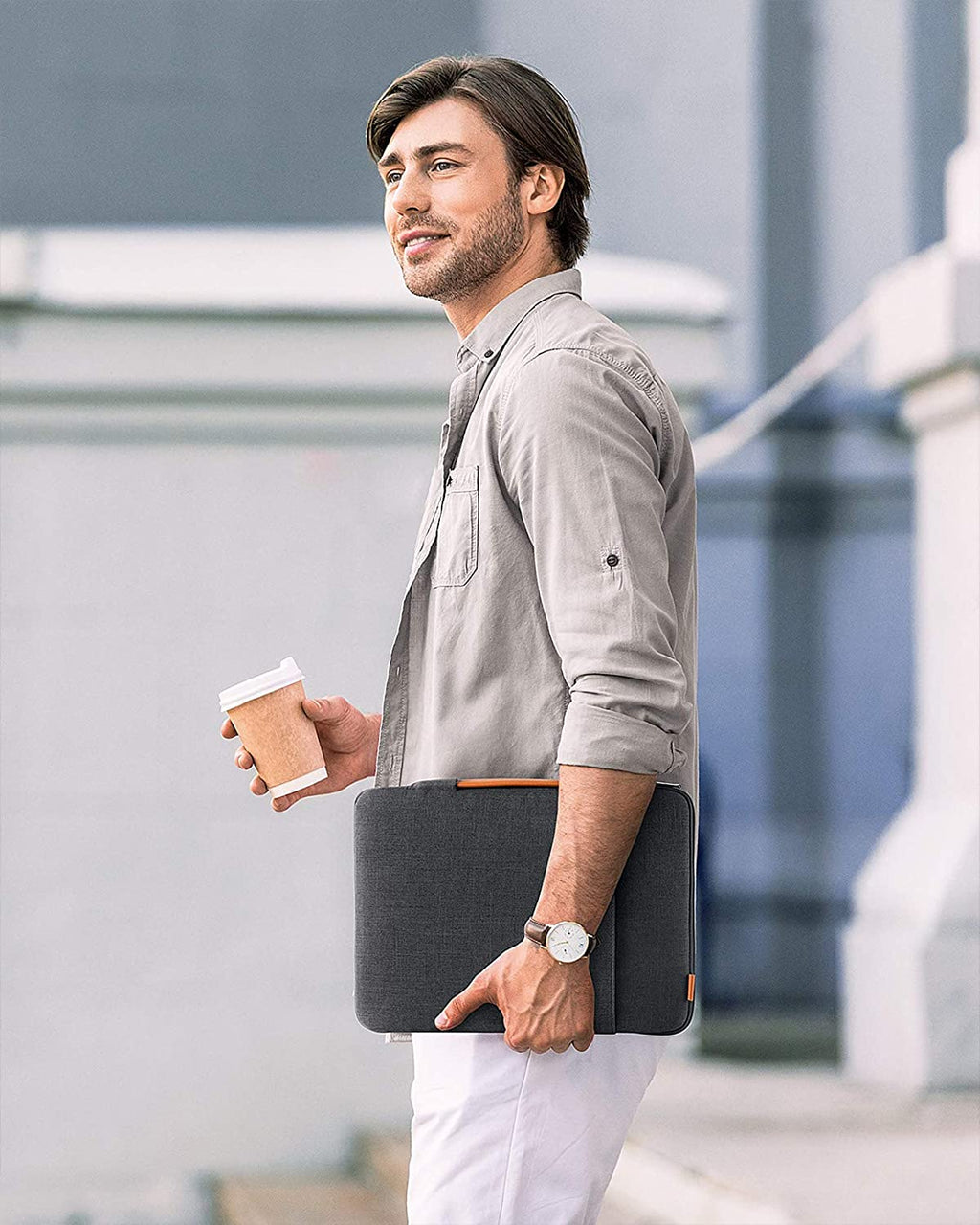 13-13.5インチ MacBook Air/Pro Surface Pro X/7/6/5/4 /3/ 12.4インチSurface Laptop Go  13.5インチSurface 360°超強保護 ラップトップ スリーブケース LB02006_black gray - Inateckバックパックジャパン