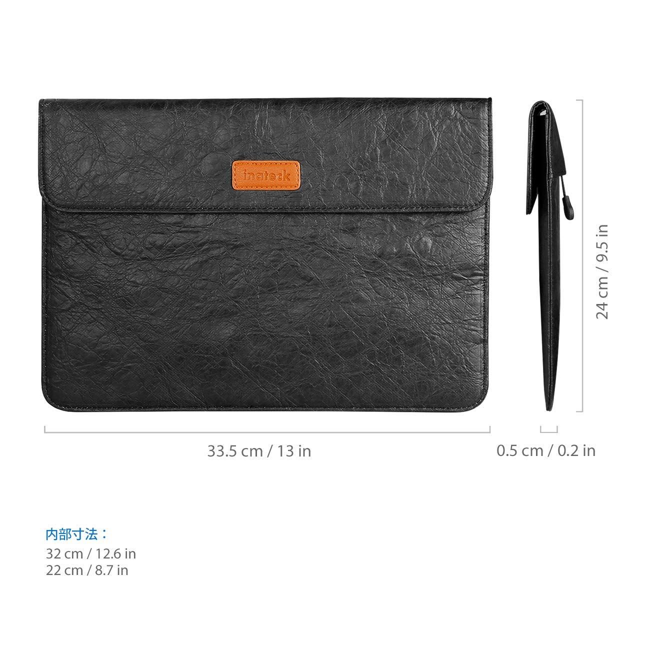 13インチMacBook Pro /Air/Surface pro/12.9” iPad Pro 新しいTyvek素材 ラップトップスリーブ LC1306，black - Inateckバックパックジャパン