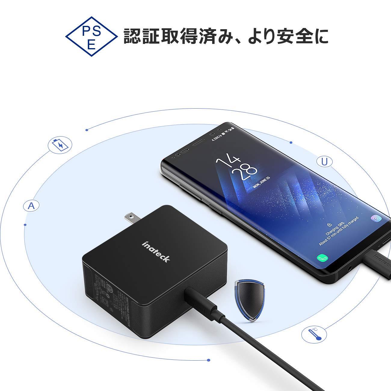 Inateck 45W USB C充電器、折りたたみ式プラグとタイプCケーブル付き, UCC1002-BK - Inateckバックパックジャパン