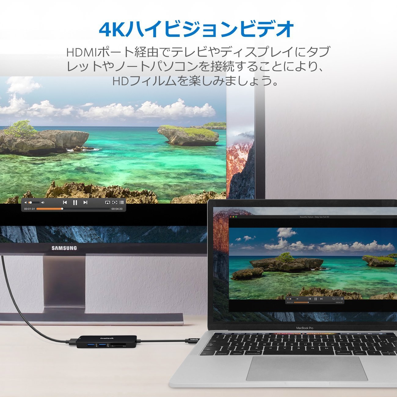 Inateck アルミ製 USB3.1 Gen1タイプCハブ/アダプタ，ブラック，TCH4001 - Inateckバックパックジャパン
