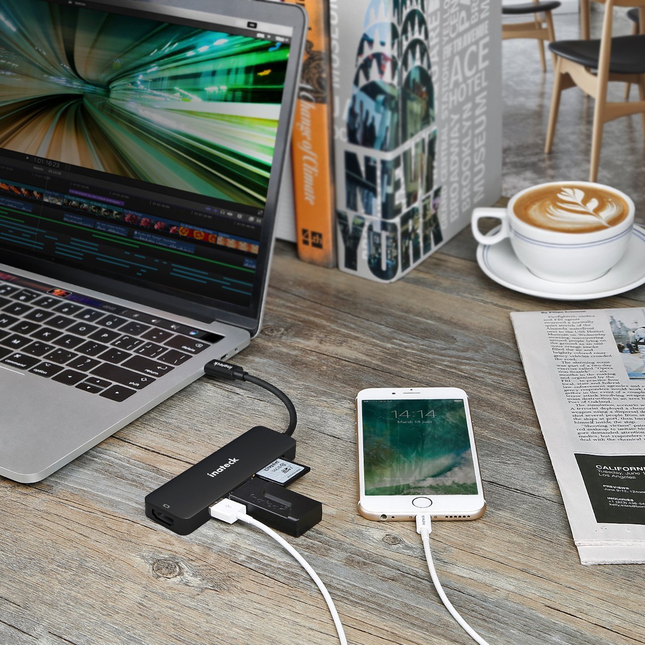 Inateck アルミ製 USB3.1 Gen1タイプCハブ/アダプタ，ブラック，TCH4001 - Inateckバックパックジャパン